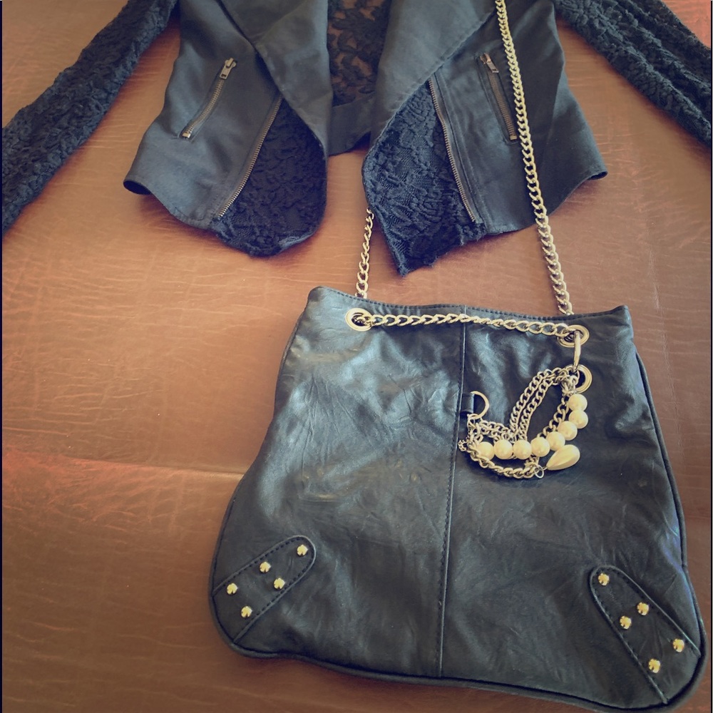 Leather hand bag black